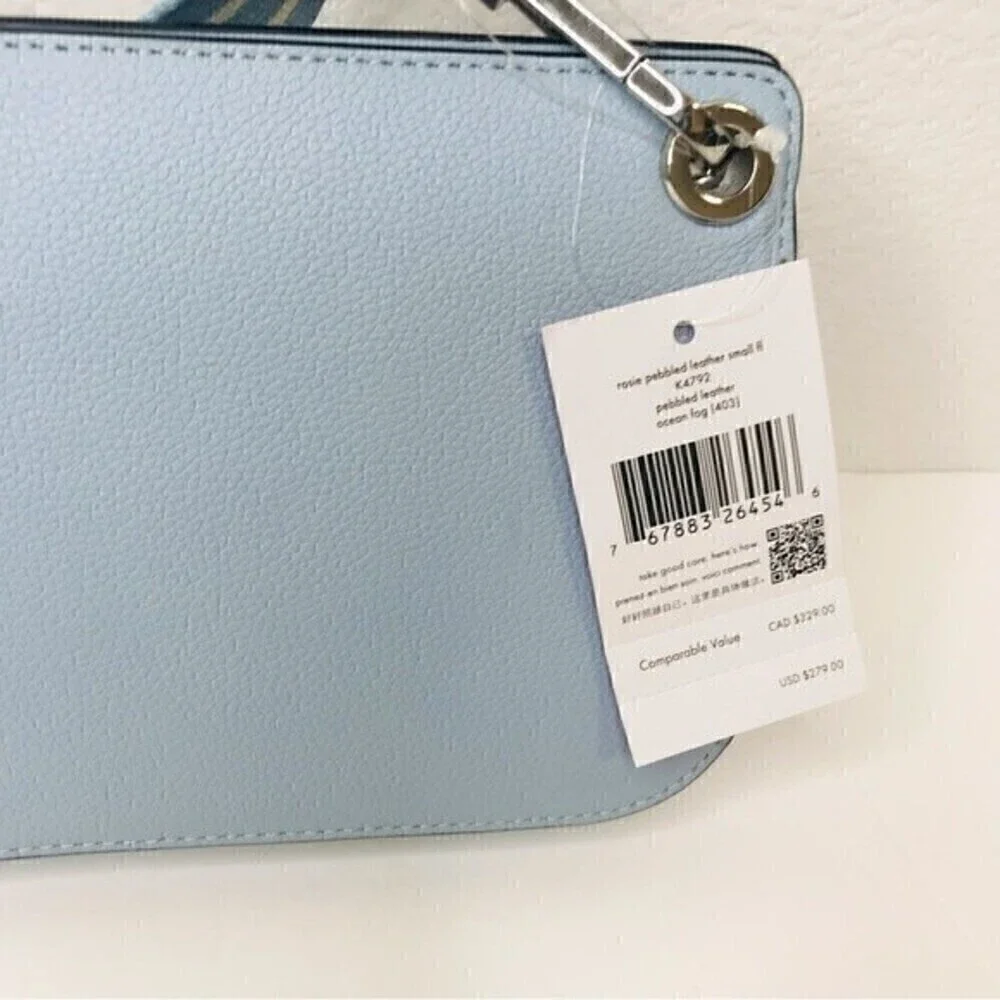 New! Kate Spade Rosie Small Flap Pebbled Leather Ocean Fog Crossbody Bag